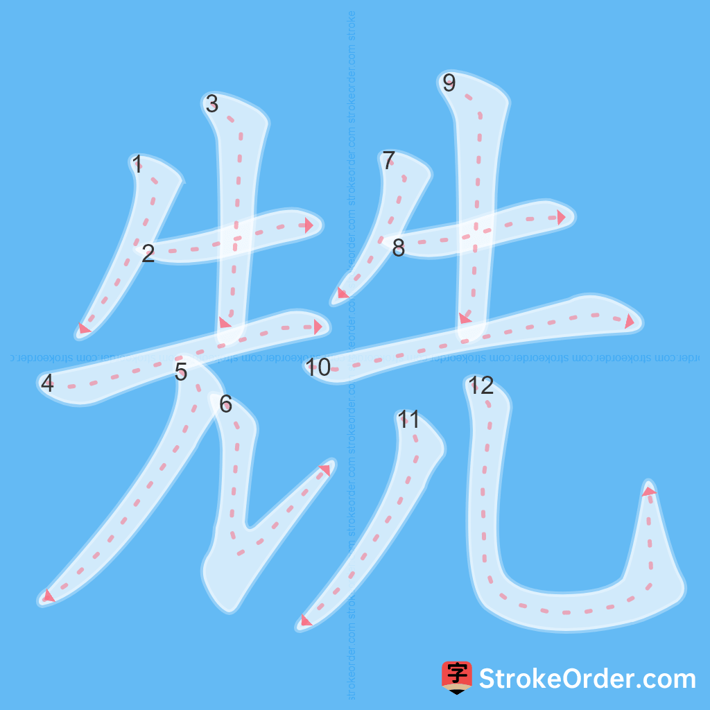 Standard stroke order for the Chinese character 兟