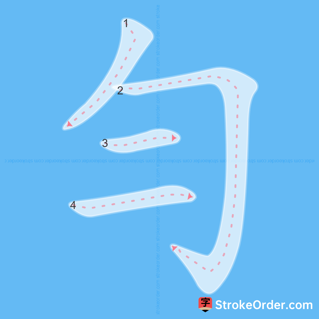 Standard stroke order for the Chinese character 勻