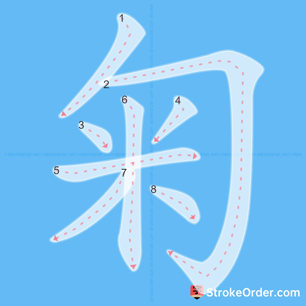 Standard stroke order for the Chinese character 匊