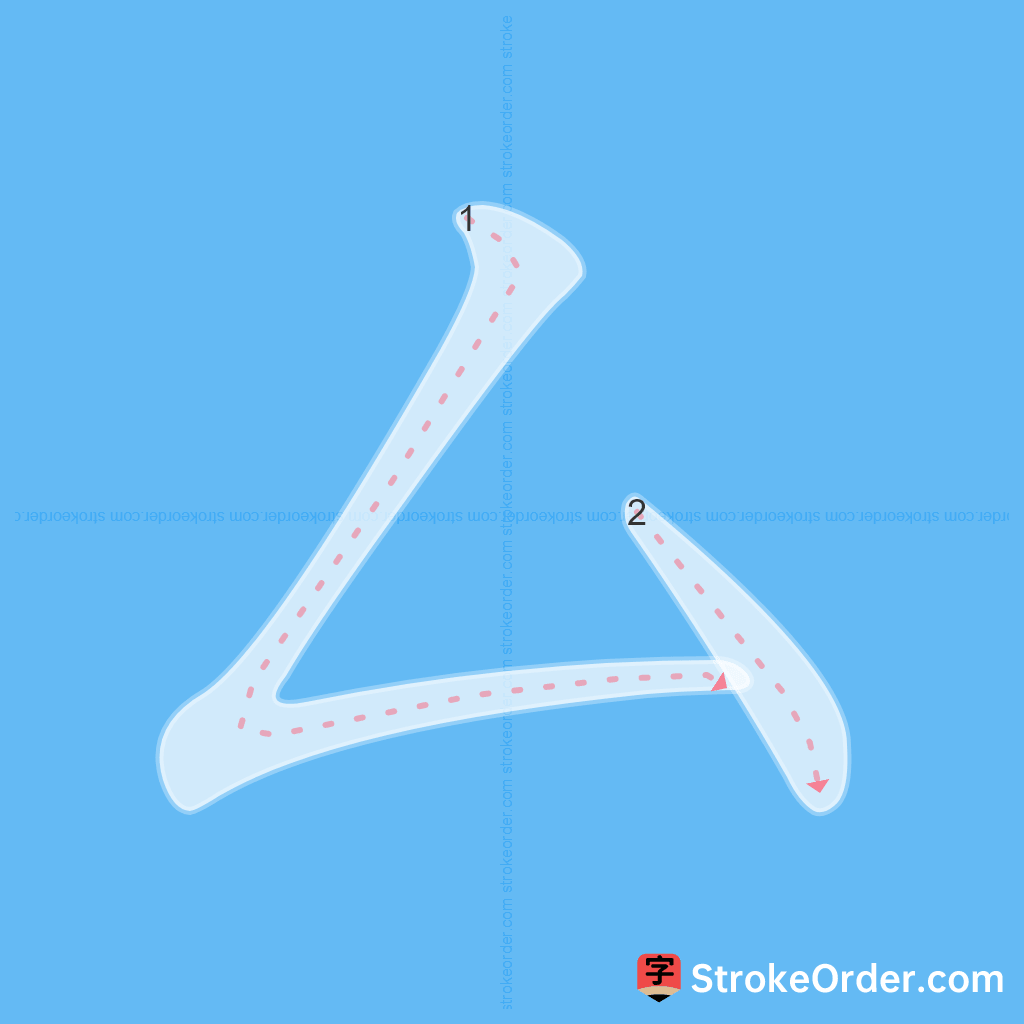 Standard stroke order for the Chinese character 厶