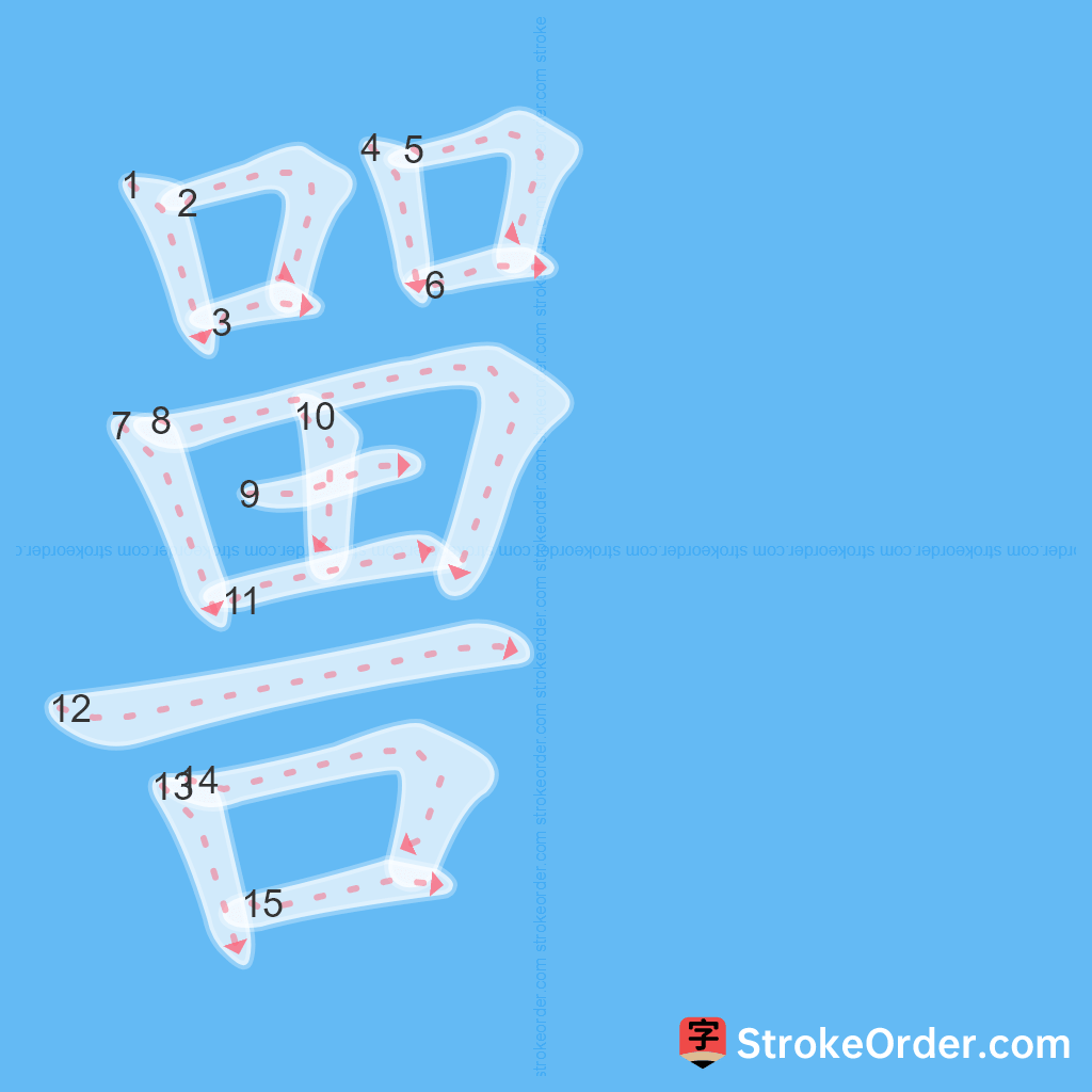 Standard stroke order for the Chinese character 嘼