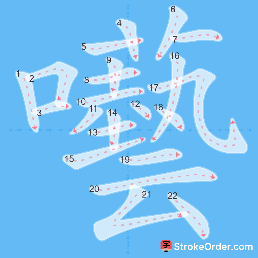 Standard stroke order for the Chinese character 囈