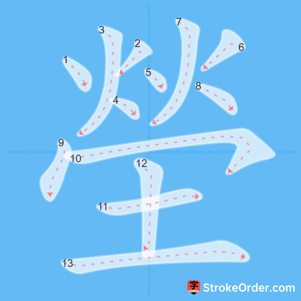 Standard stroke order for the Chinese character 塋