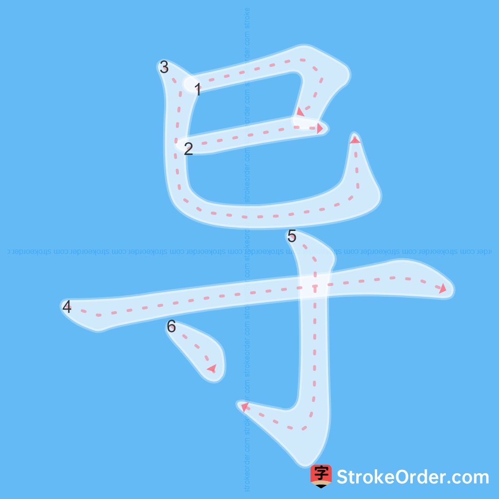 Standard stroke order for the Chinese character 导