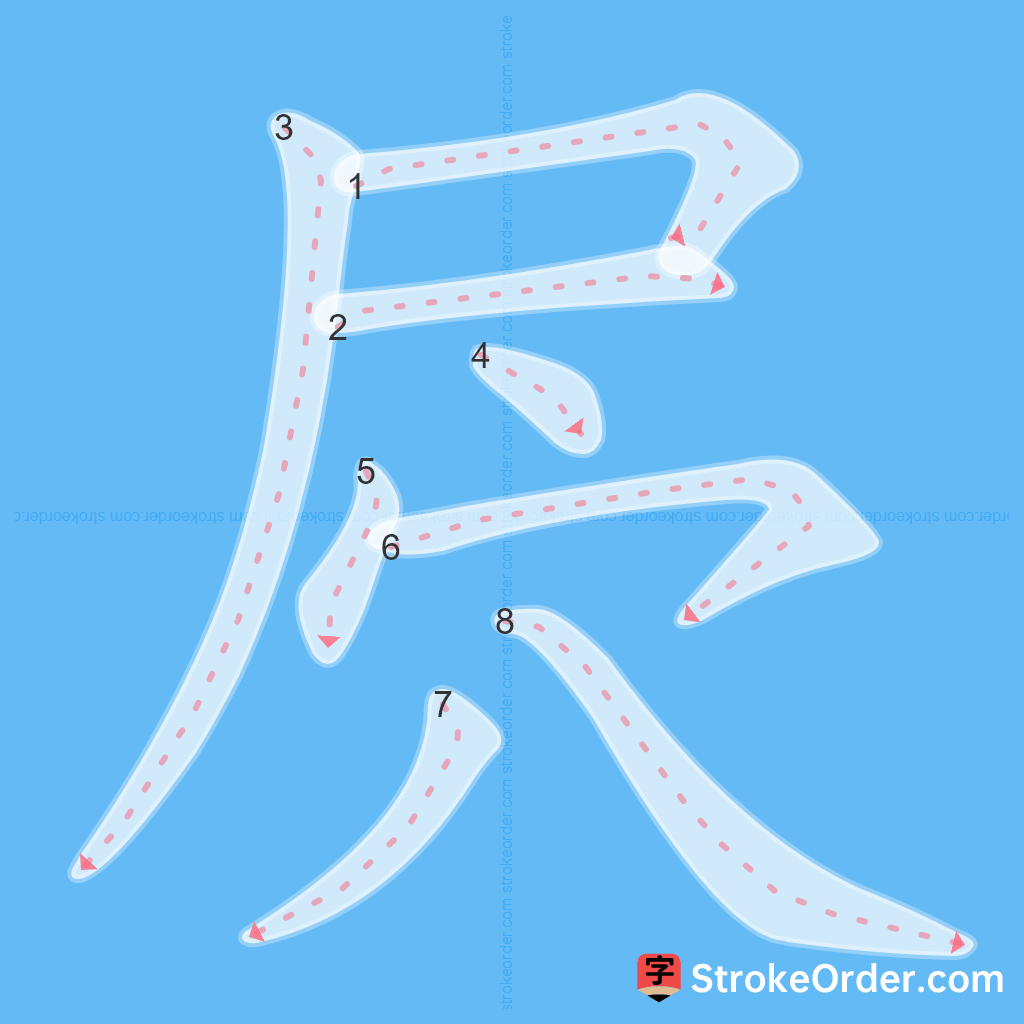 Standard stroke order for the Chinese character 屄