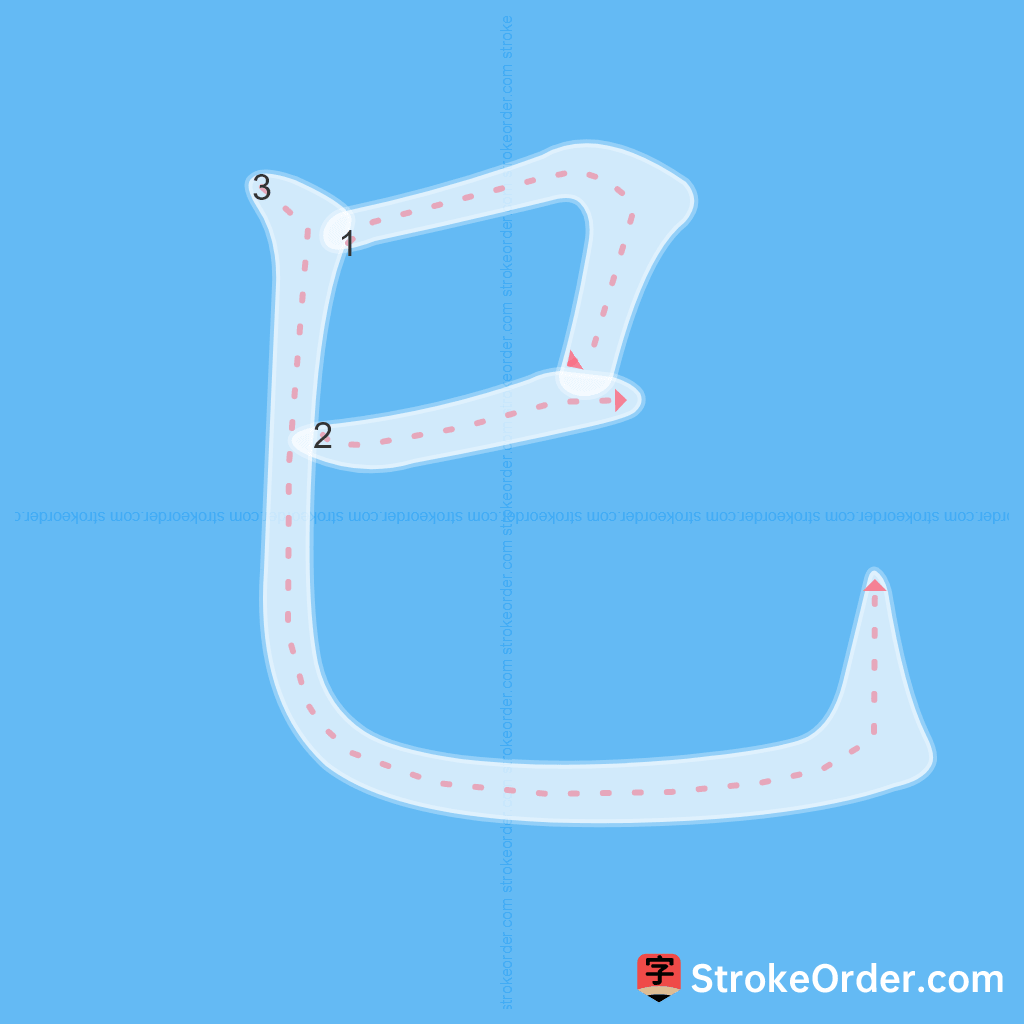 Standard stroke order for the Chinese character 巳