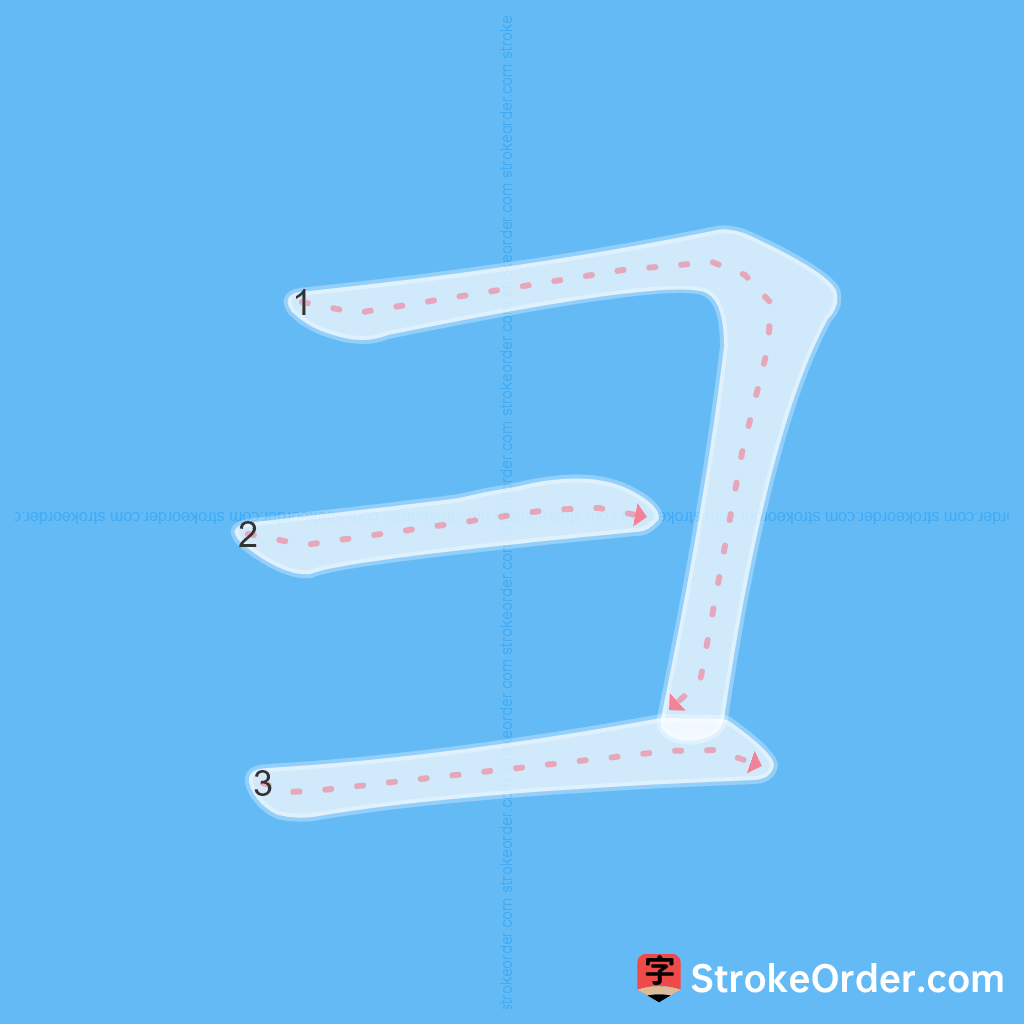 Standard stroke order for the Chinese character 彐