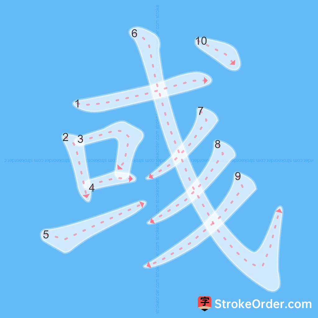 Standard stroke order for the Chinese character 彧