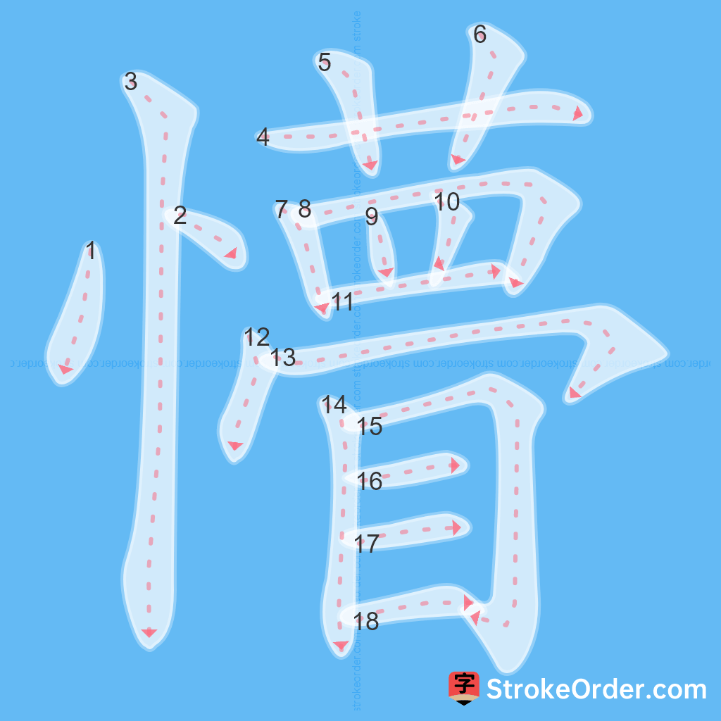 Standard stroke order for the Chinese character 懵