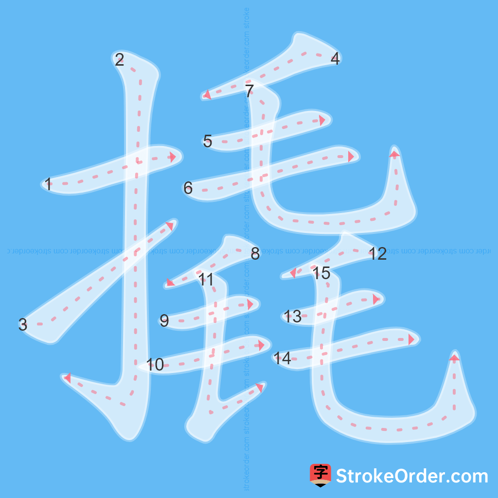 Standard stroke order for the Chinese character 撬