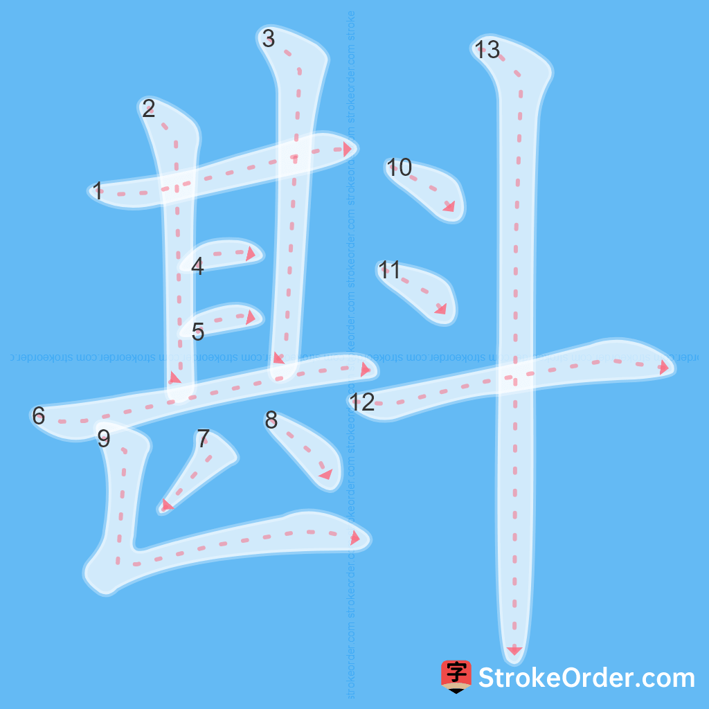 Standard stroke order for the Chinese character 斟