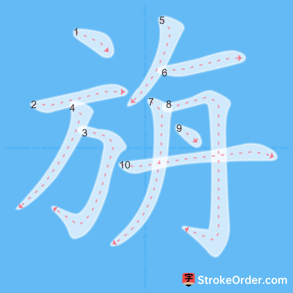 Standard stroke order for the Chinese character 旃