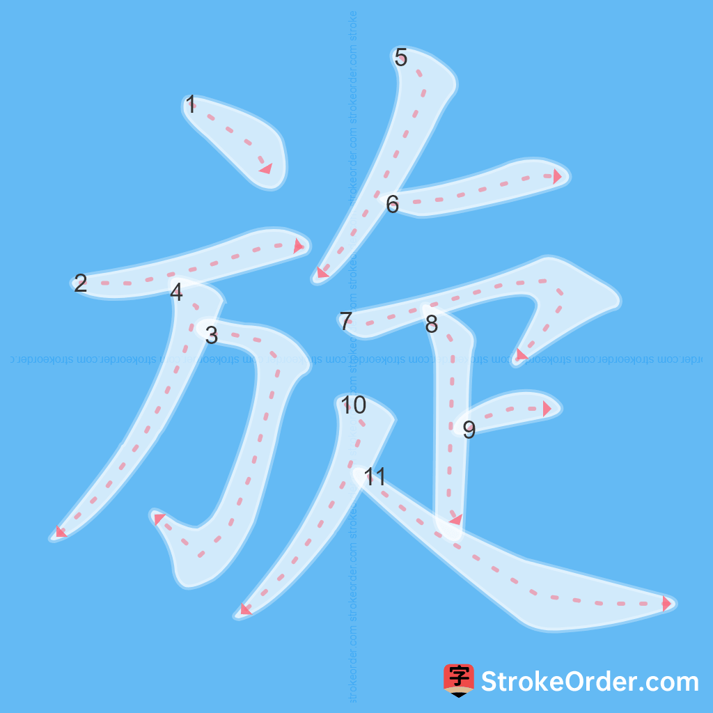 Standard stroke order for the Chinese character 旋