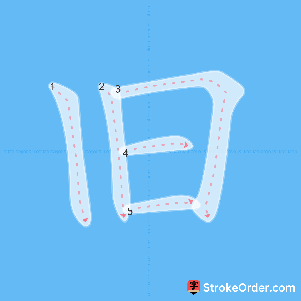 Standard stroke order for the Chinese character 旧