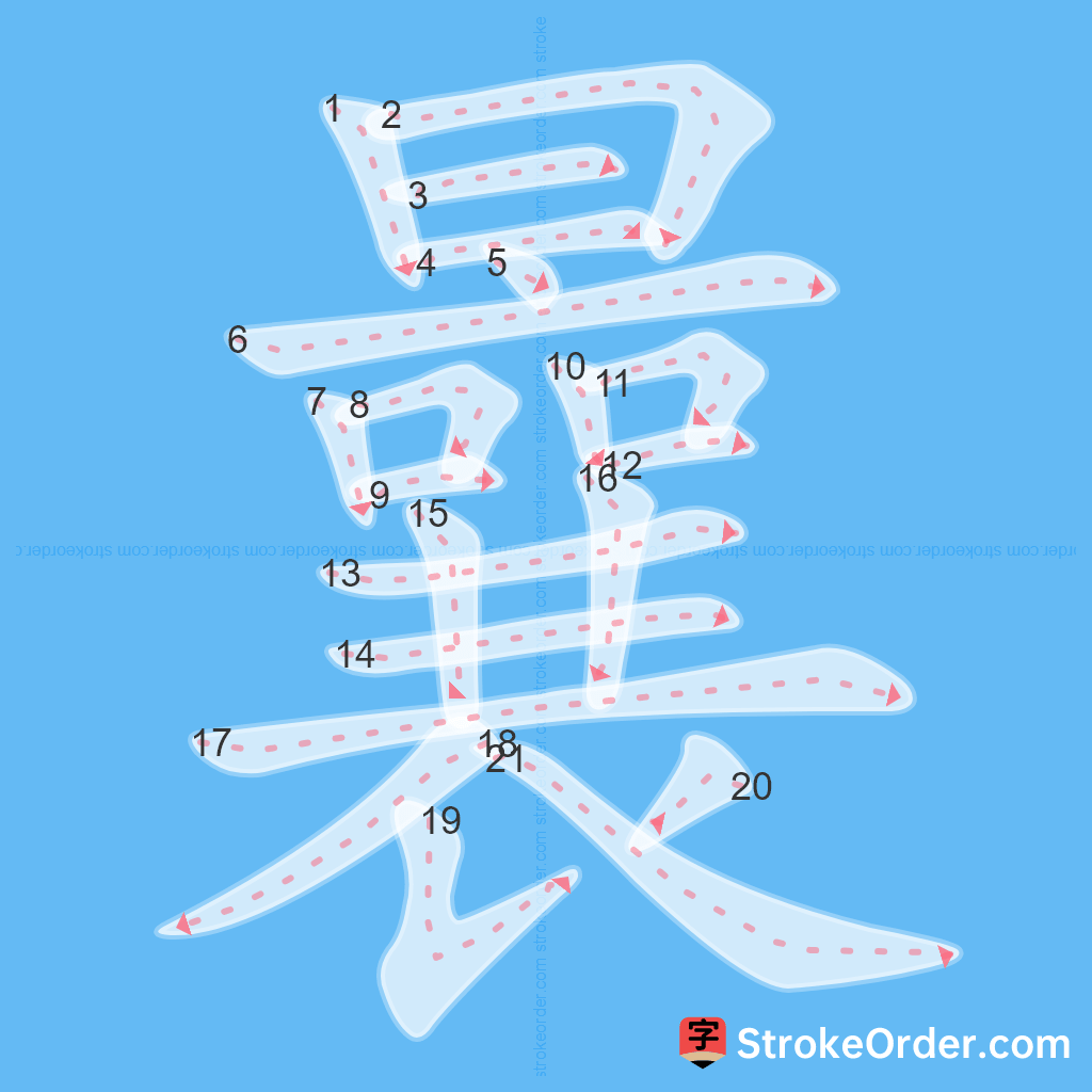 Standard stroke order for the Chinese character 曩