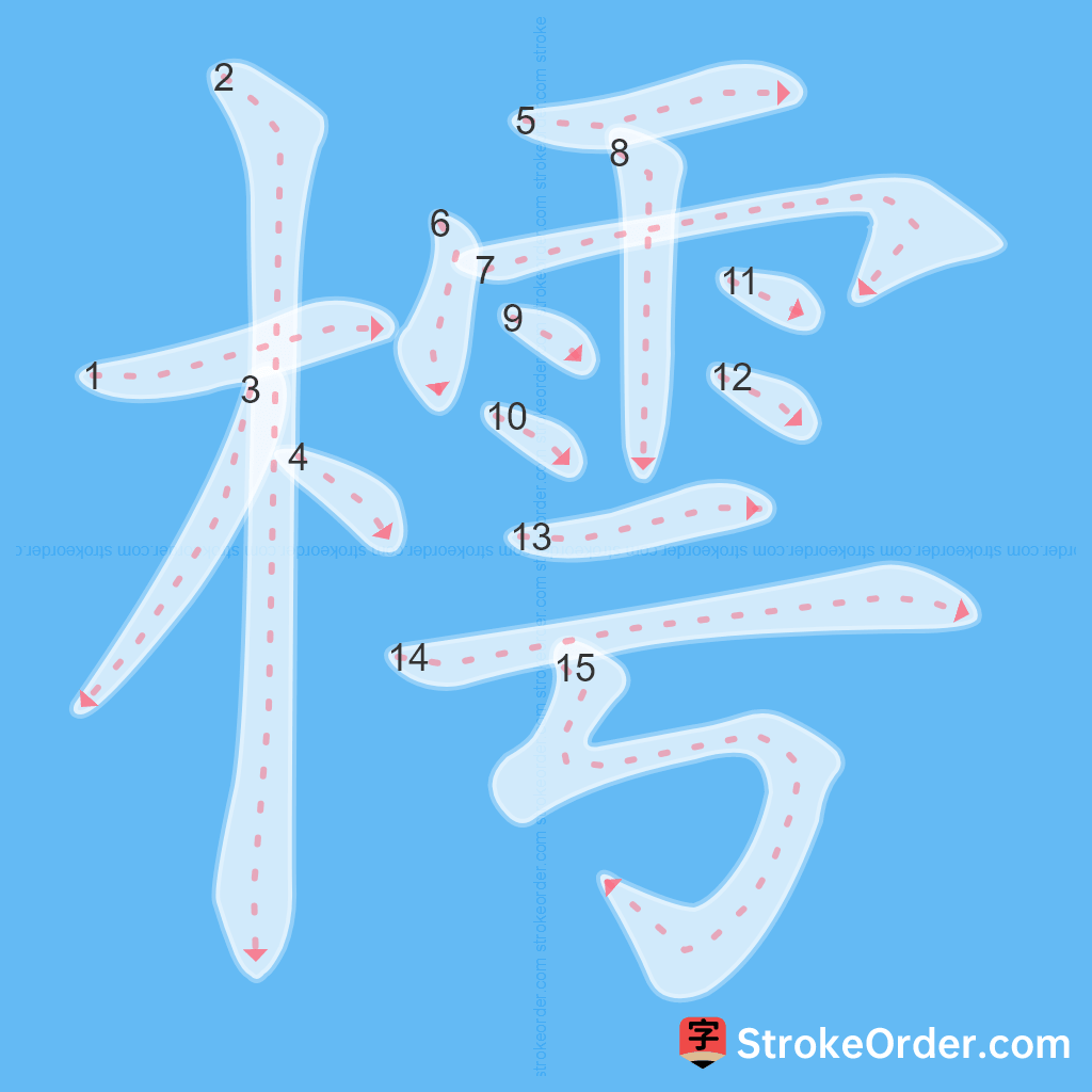 Standard stroke order for the Chinese character 樗