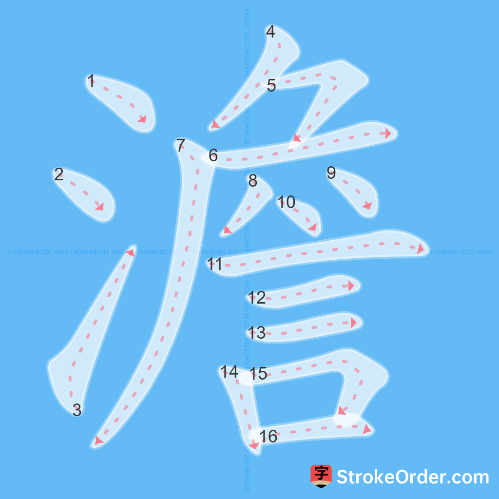 Standard stroke order for the Chinese character 澹