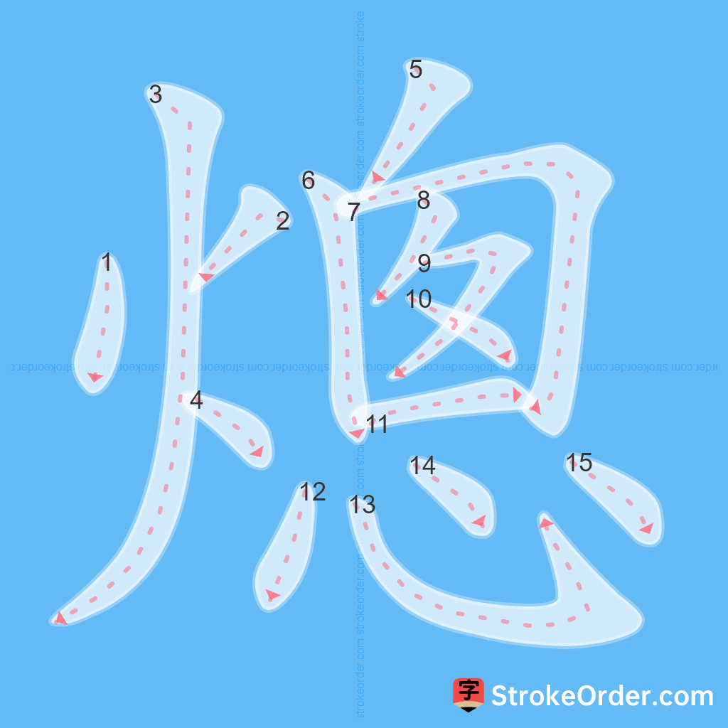 Standard stroke order for the Chinese character 熜