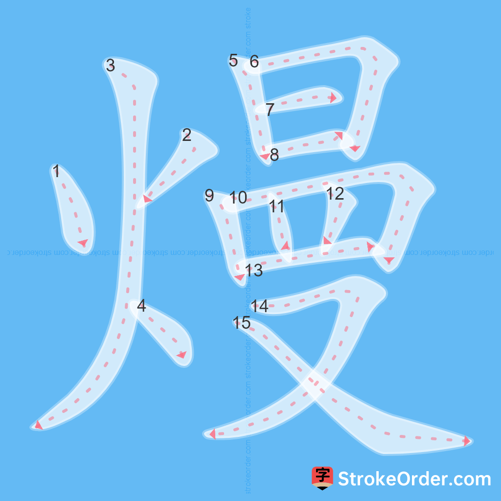 Standard stroke order for the Chinese character 熳