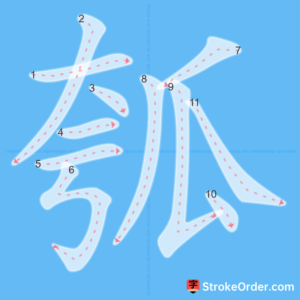 Standard stroke order for the Chinese character 瓠