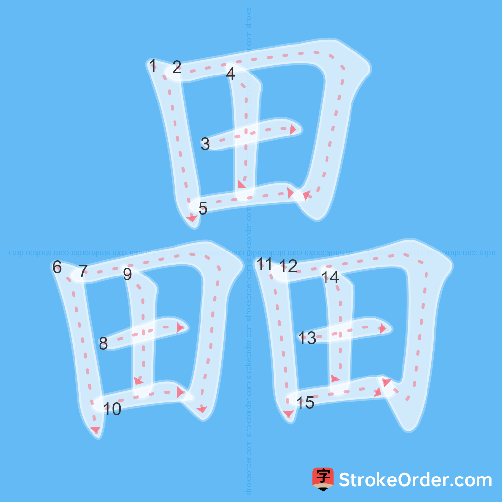 Standard stroke order for the Chinese character 畾