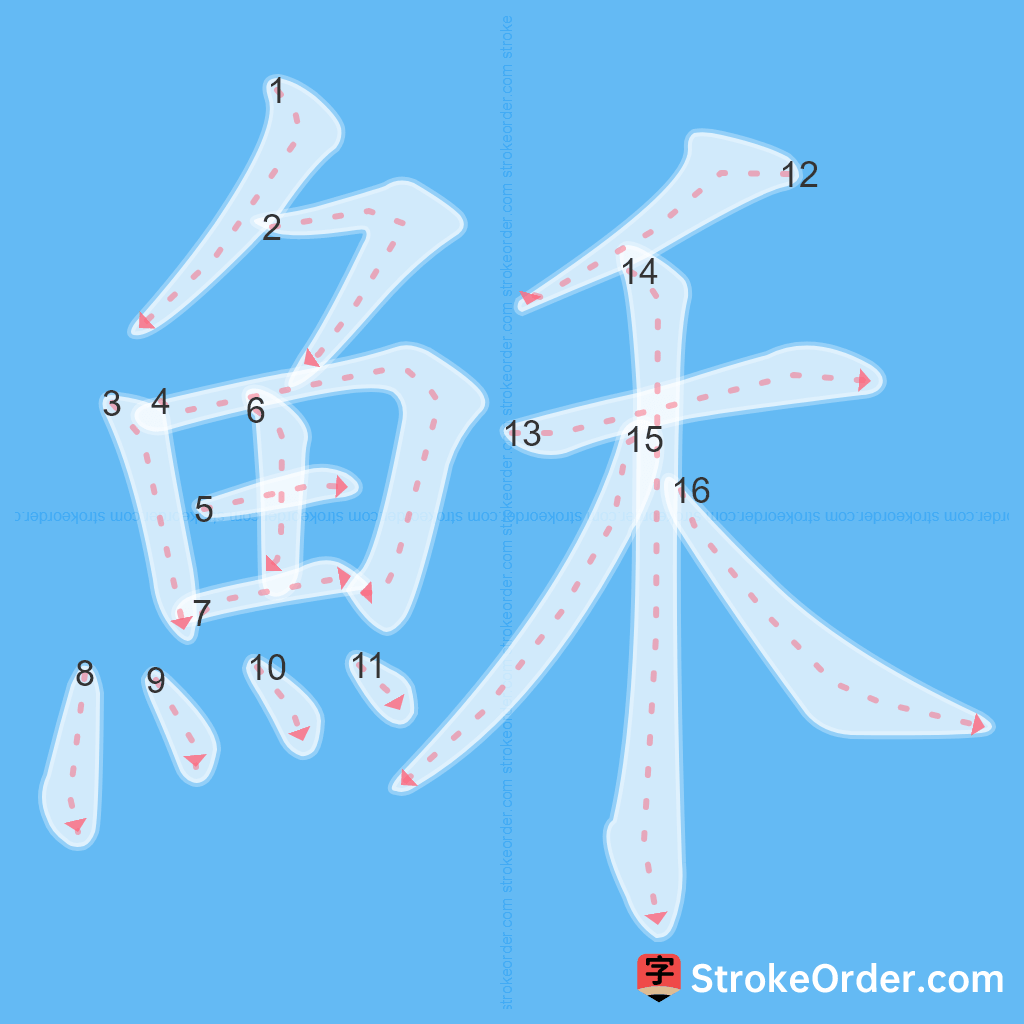 Standard stroke order for the Chinese character 穌