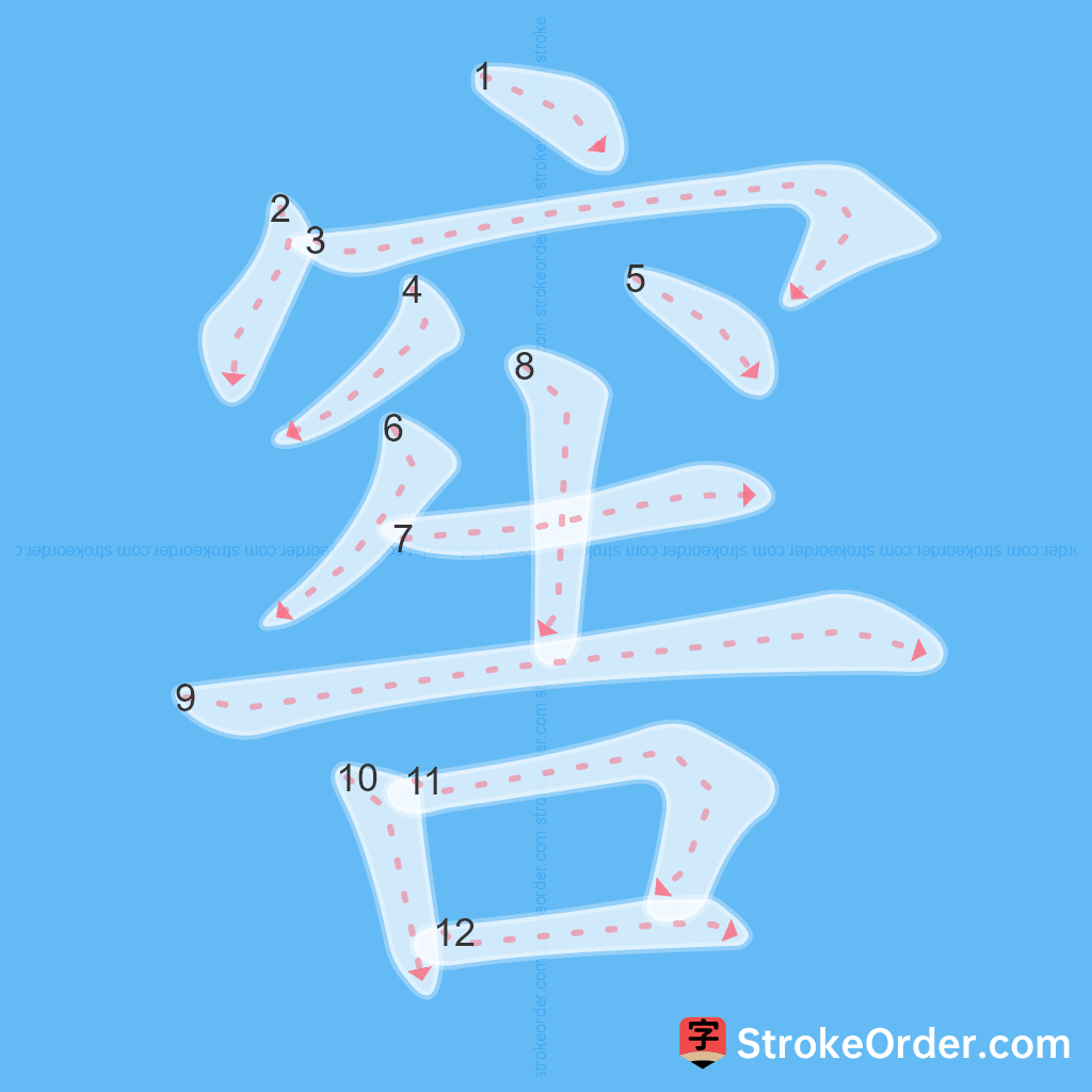 Standard stroke order for the Chinese character 窖