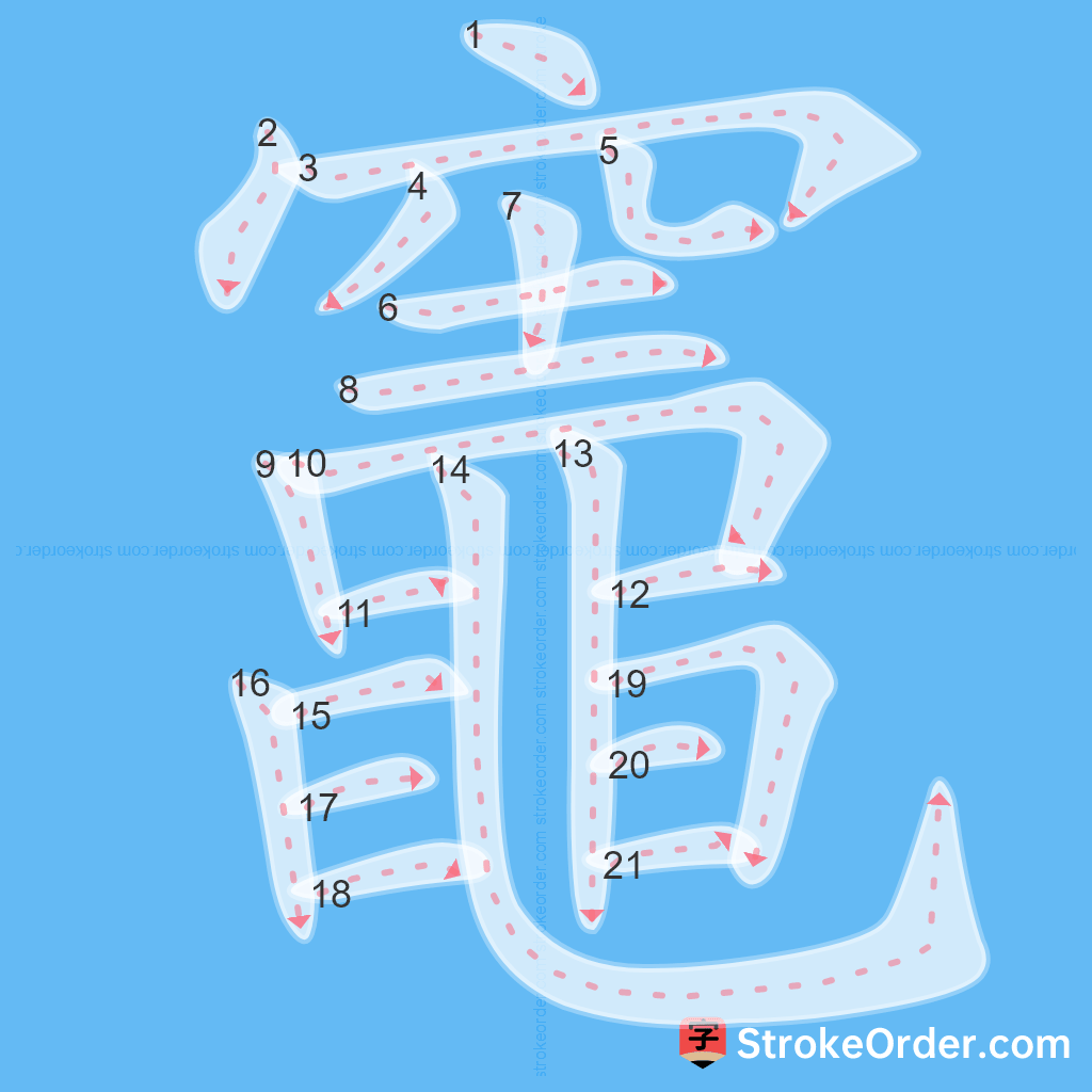 Standard stroke order for the Chinese character 竈