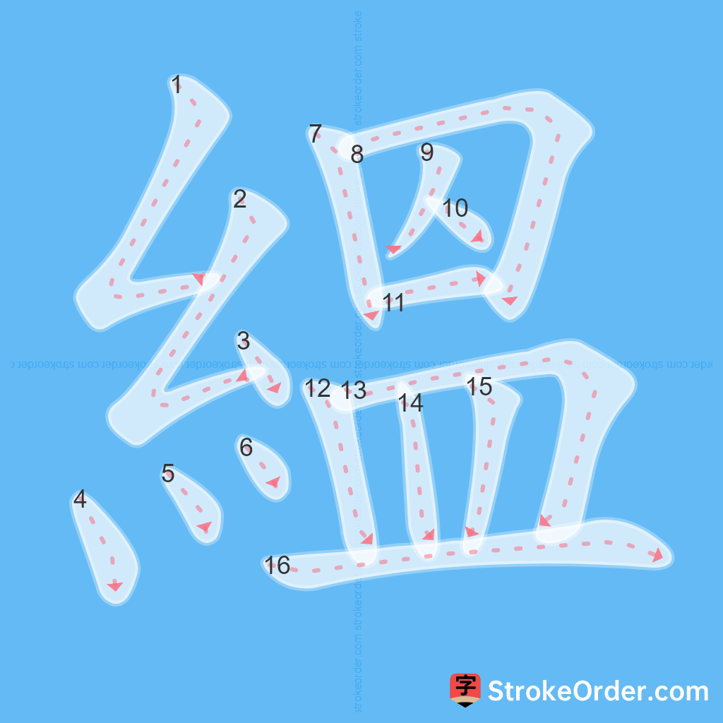 Standard stroke order for the Chinese character 縕