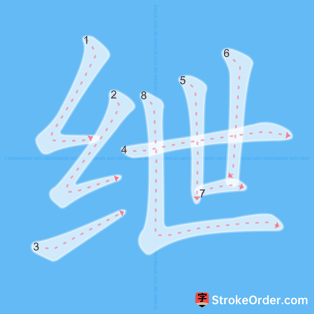 Standard stroke order for the Chinese character 绁