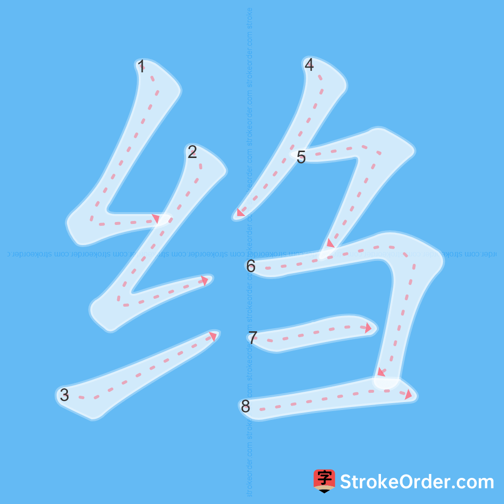 Standard stroke order for the Chinese character 绉