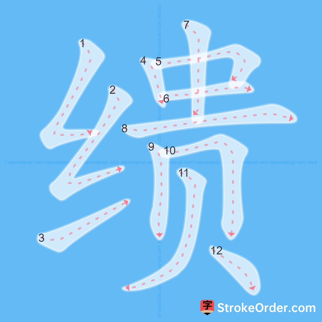 Standard stroke order for the Chinese character 缋