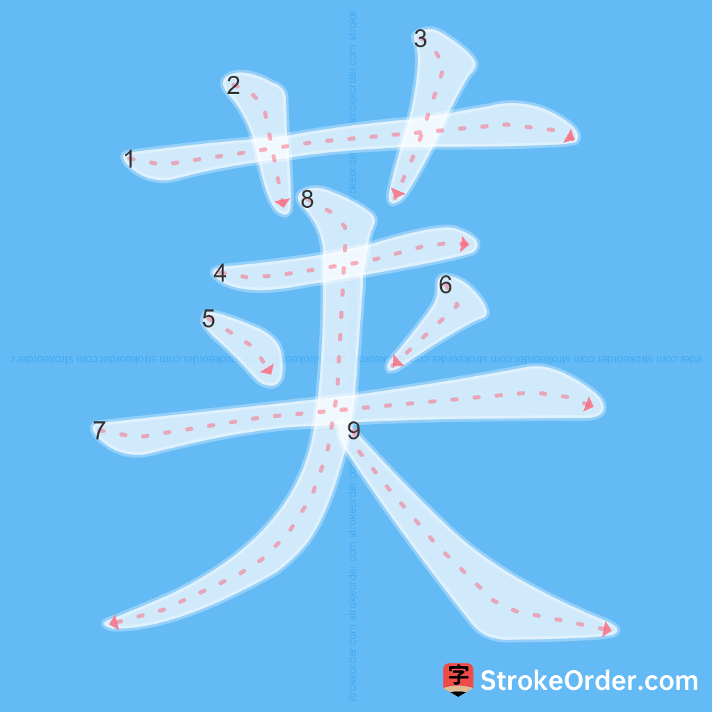 Standard stroke order for the Chinese character 荚