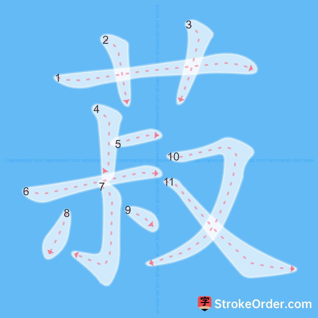 Standard stroke order for the Chinese character 菽