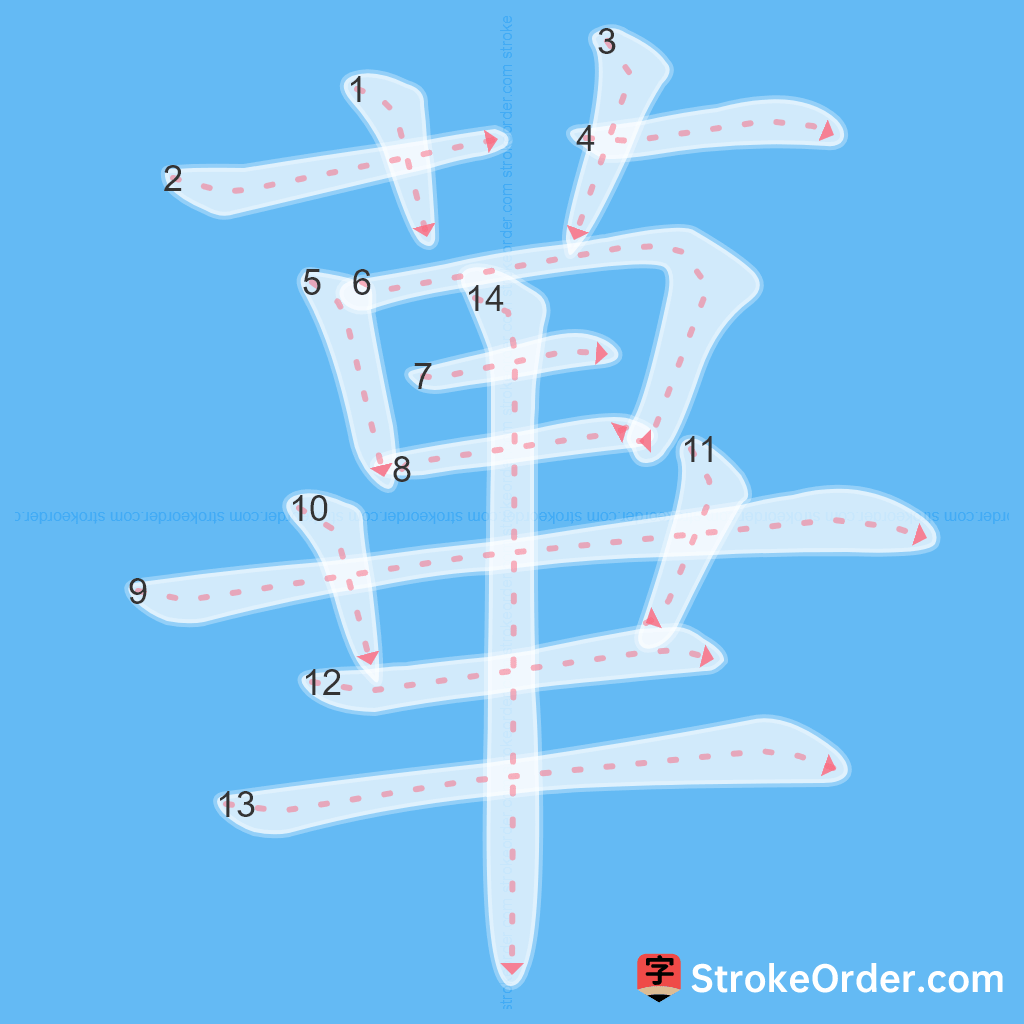 Standard stroke order for the Chinese character 蓽