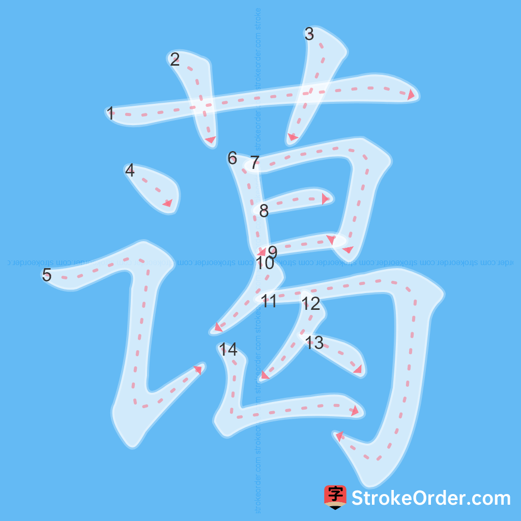 Standard stroke order for the Chinese character 蔼