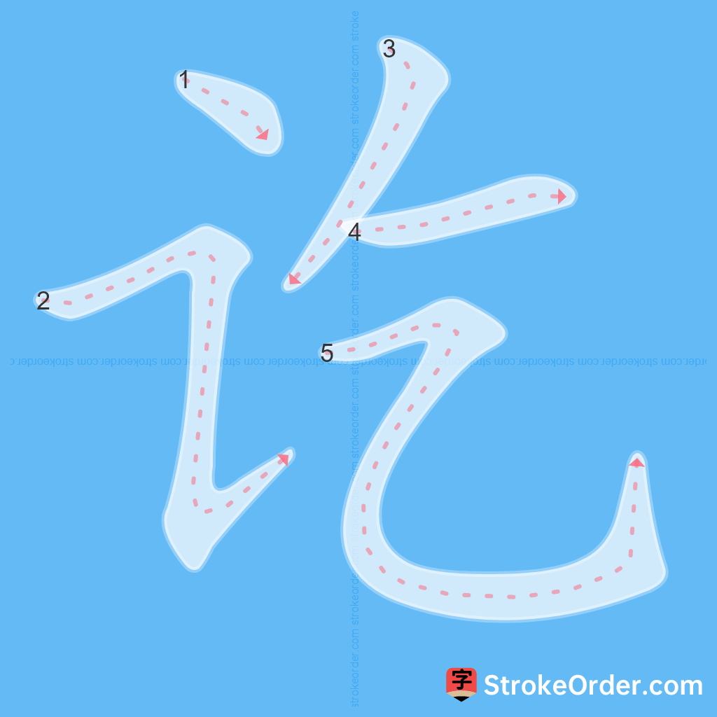 Standard stroke order for the Chinese character 讫