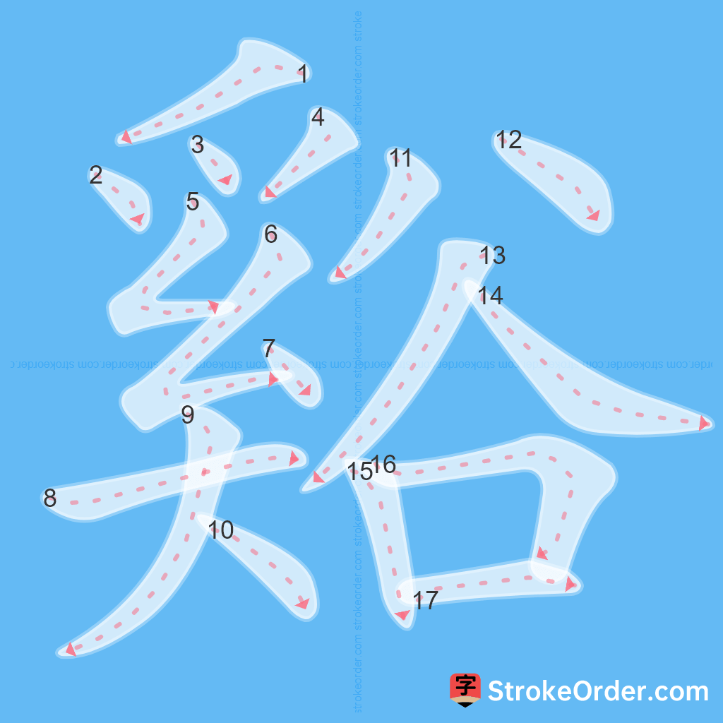 Standard stroke order for the Chinese character 谿