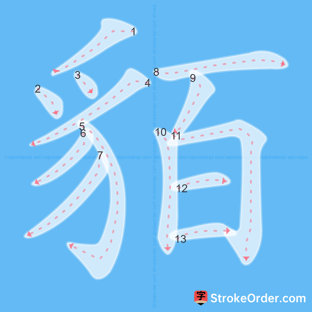 Standard stroke order for the Chinese character 貊