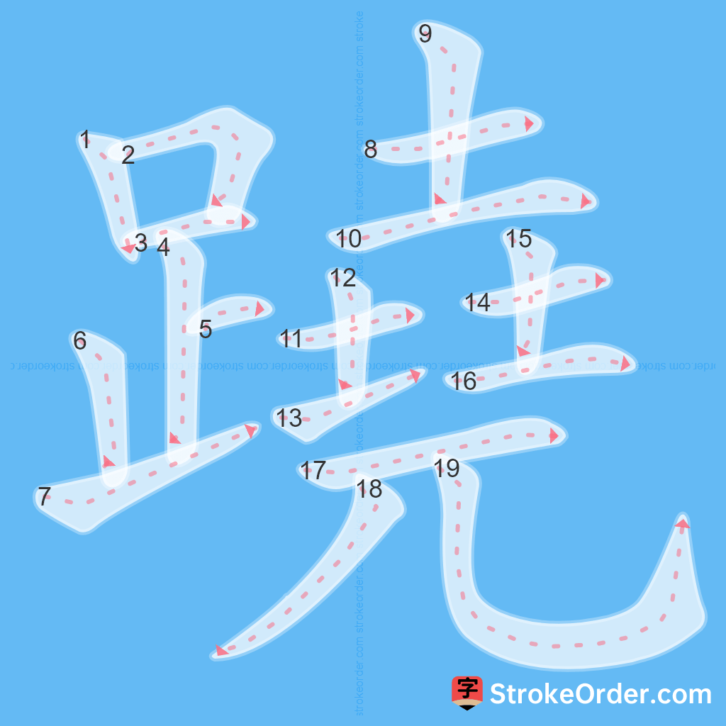 Standard stroke order for the Chinese character 蹺