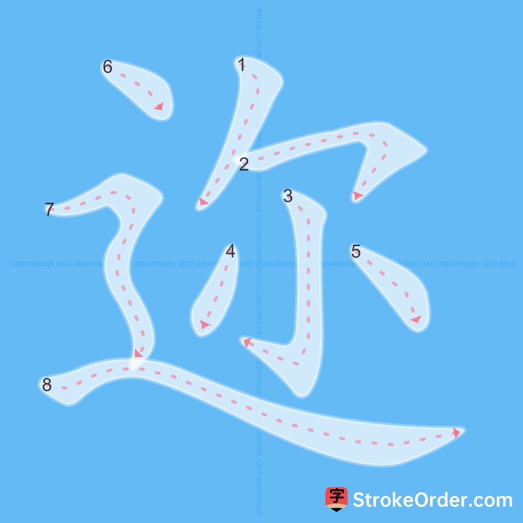 Standard stroke order for the Chinese character 迩