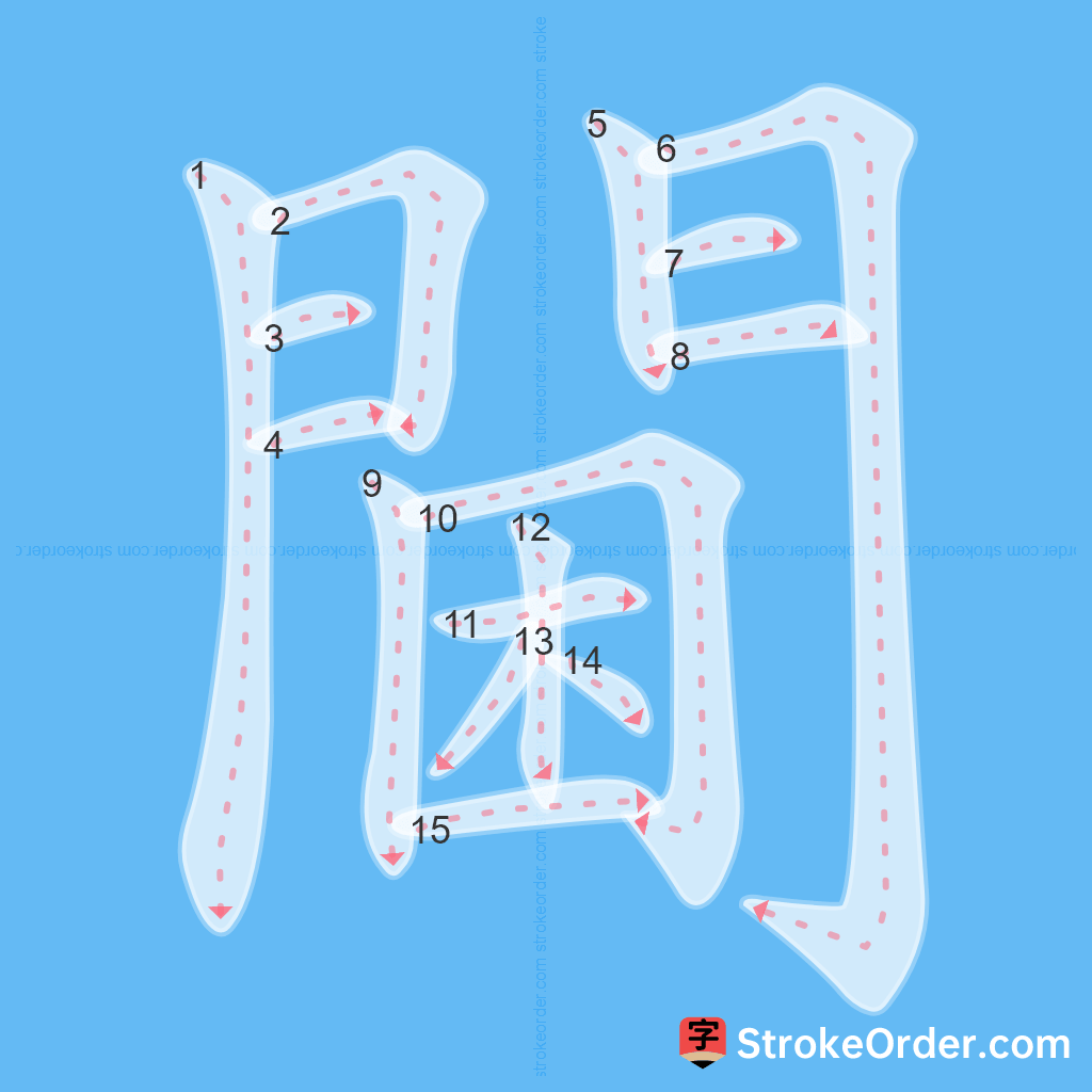 Standard stroke order for the Chinese character 閫