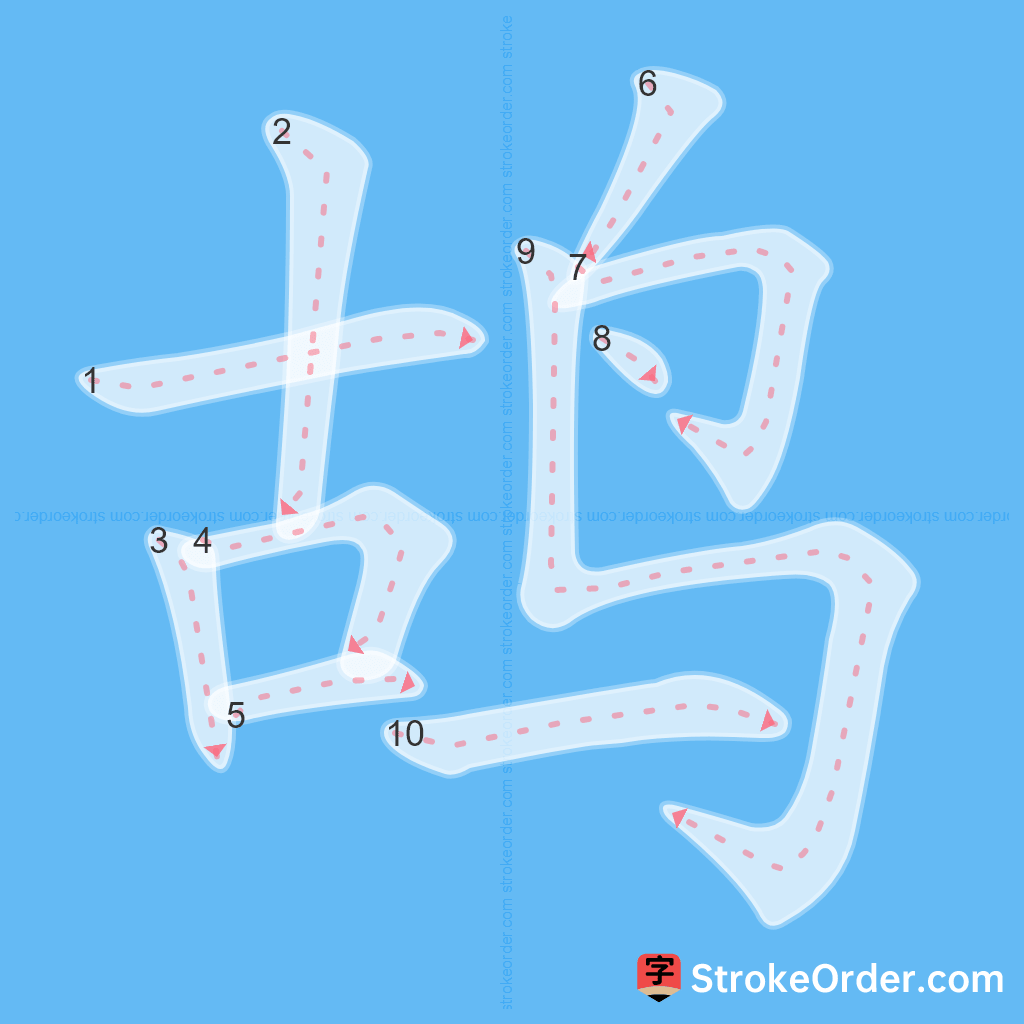 Standard stroke order for the Chinese character 鸪