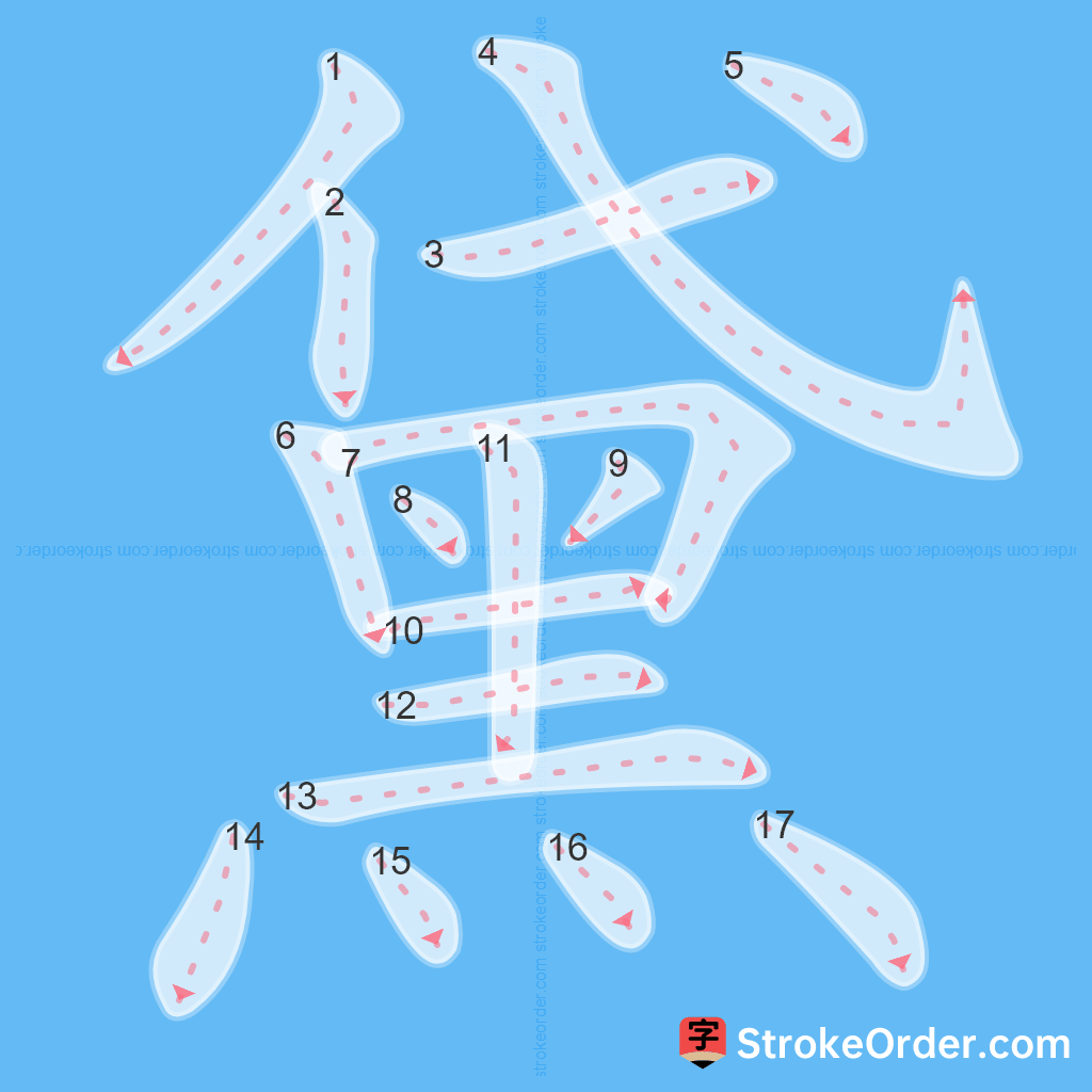 Standard stroke order for the Chinese character 黛