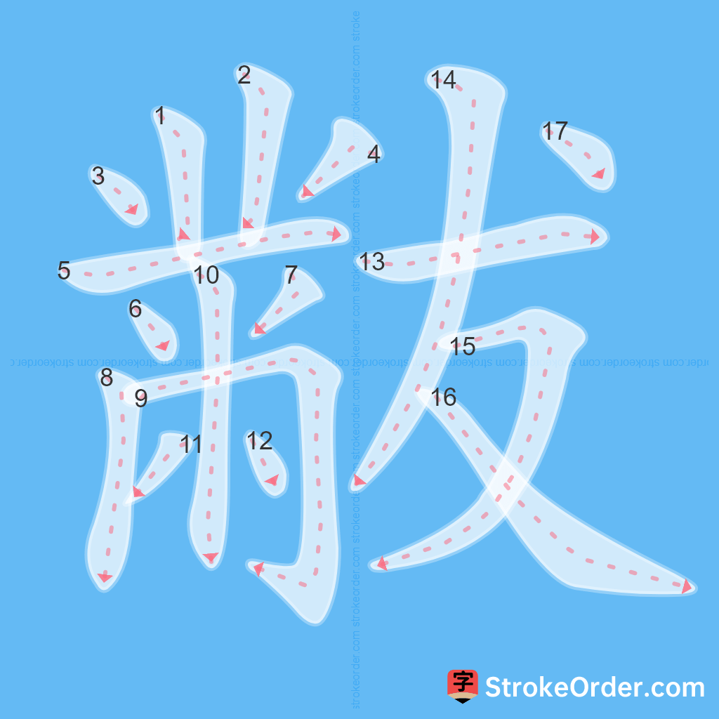 Standard stroke order for the Chinese character 黻