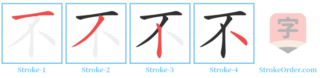 不 Stroke Order Diagrams