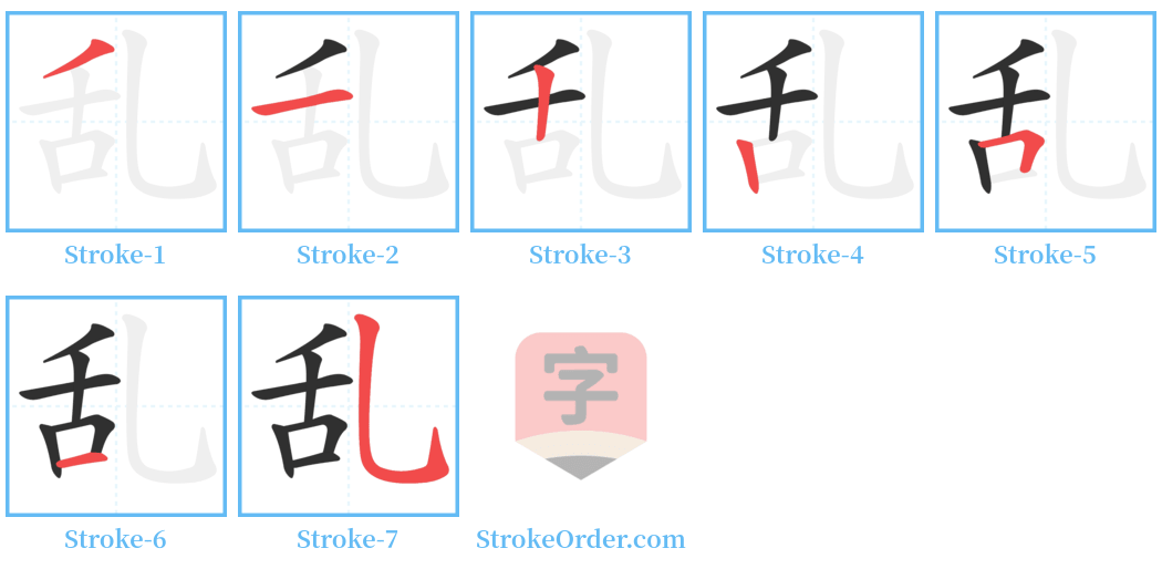 乱 Stroke Order Diagrams