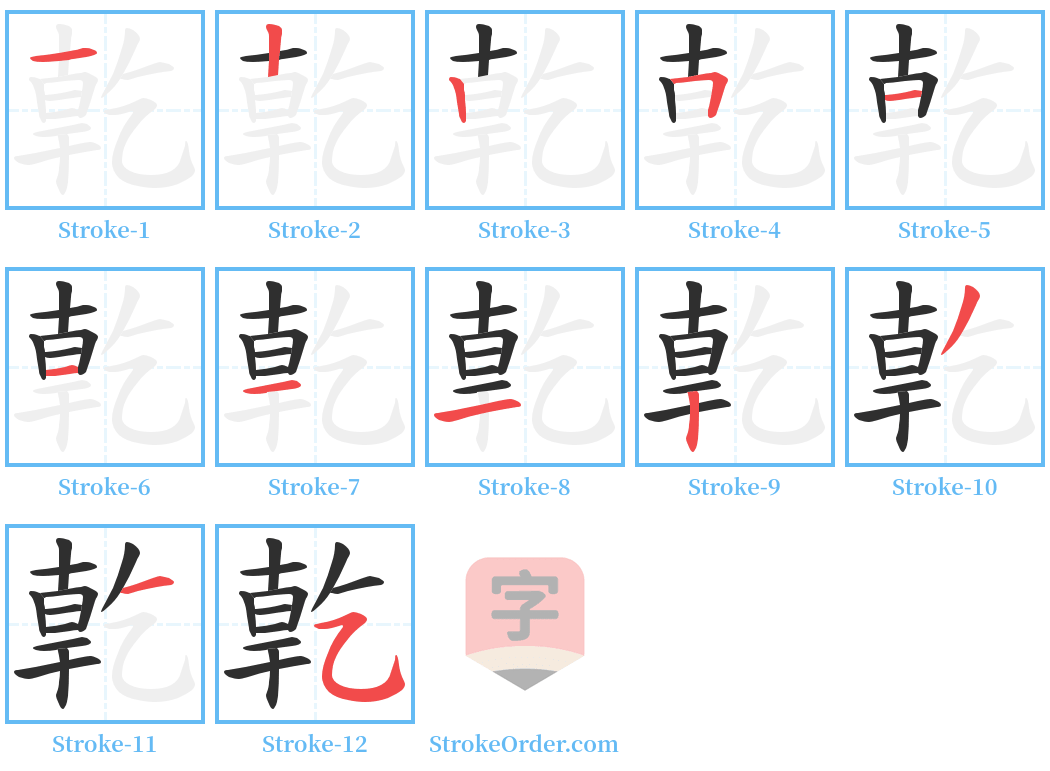 亁 Stroke Order Diagrams