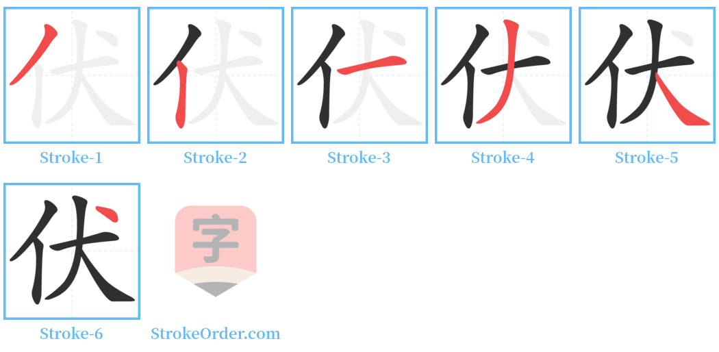 伏 Stroke Order Diagrams