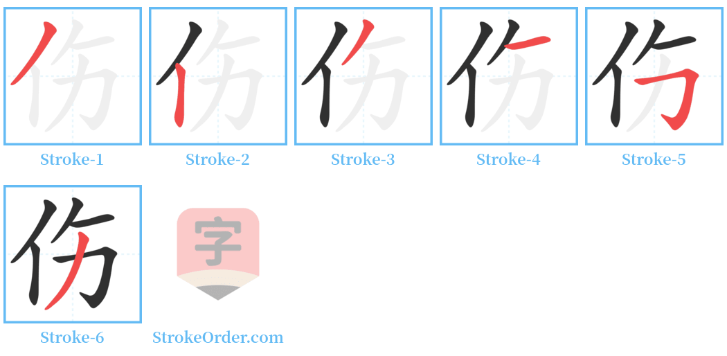 伤 Stroke Order Diagrams